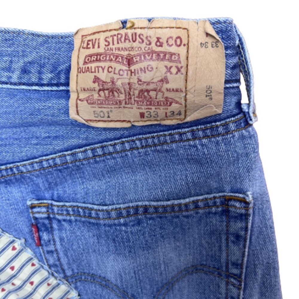 Vintage Levi’s 501 Custom Patchwork Jeans W33 L34 Denim - Picture 4 of 7